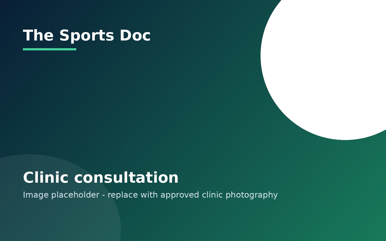A relaxed consultation between a sports medicine clinician and an active adult patient in a bright modern clinic room