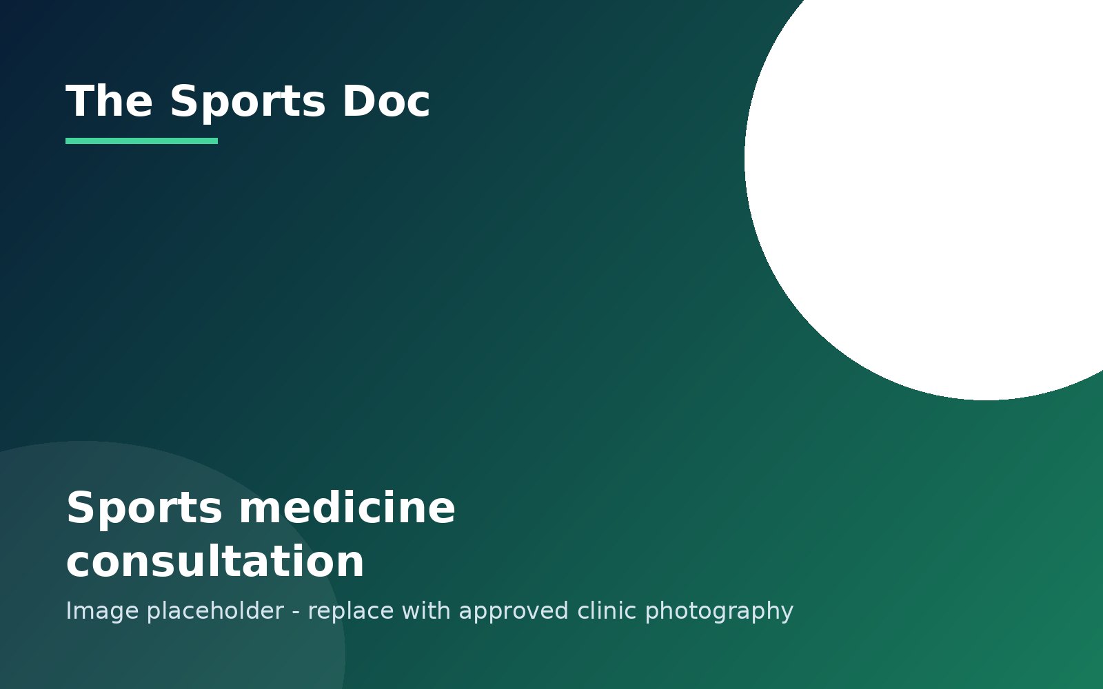 A sports medicine clinician assessing the shoulder of an active adult patient during a consultation